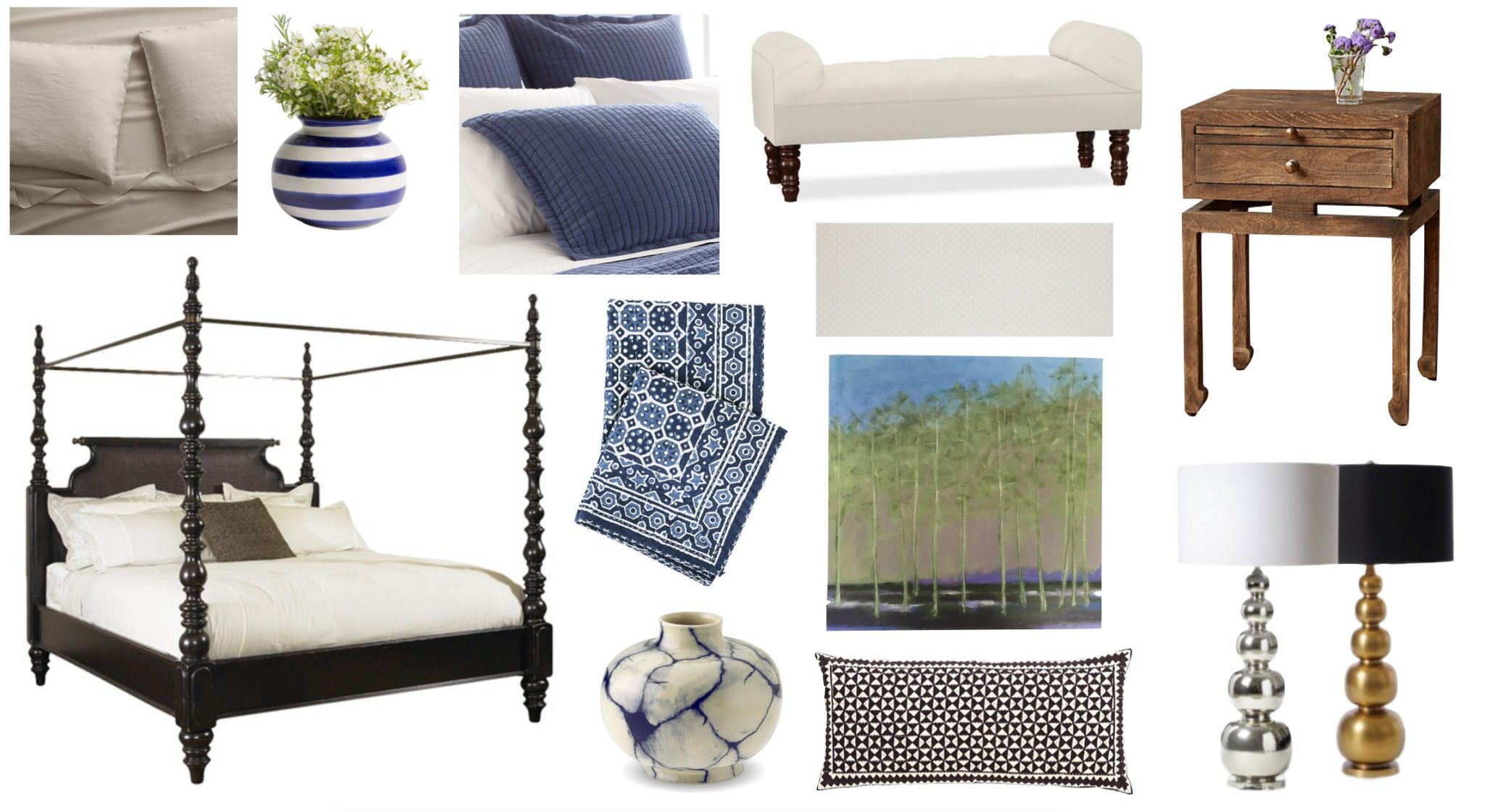 annie selke, masculine, pine cone hill, bedroom, hayneedle, sunny goode, featured image, buying guide, shop, collage, montage